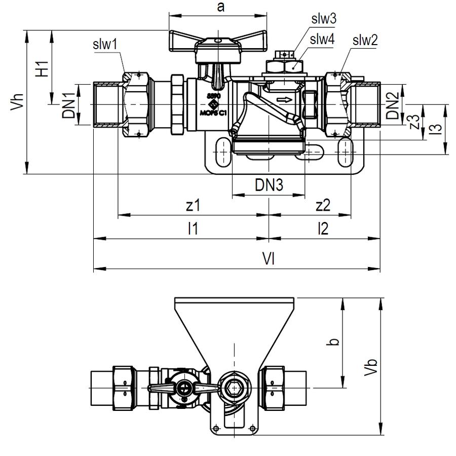 Artikelbild 2 des Artikels „AIPS Montageset SEPP Easy I 5590103 DN 25xRp 1, f Einrohrgaszähler, Messing DN 25 x Rp 1“
