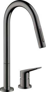 hansgrohe 2-LSpEHM 220 Axor Citterio M mit Ausziehbrause, polished black chrome