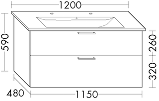 Burgbad Waschtischunterschrank sys30 115x58x48cm, Sana, 1 Schublade/1 Auszug
