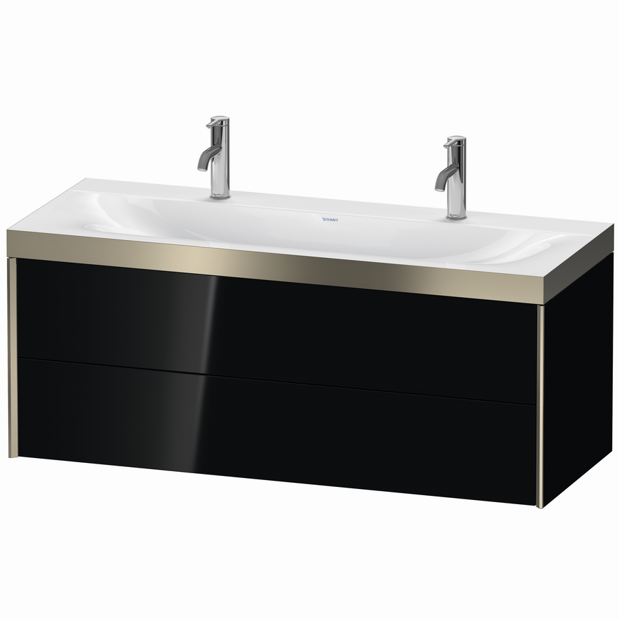Artikelbild 2 des Artikels „Duravit WT-Unterschrank c-bonded XViu 120x48cm, 2 La, 1 HL, C m, R P, sw hgl Rahmen P | schwarz Hochglanz“