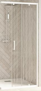 Kinedo Smart Design A/C95 Eckhälf FT re H200 chrom Siebdruckglas vollgerahmt