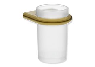 HEWI Becher Gl. m. Halter Ser 480, Halter PVD gold gebürstet