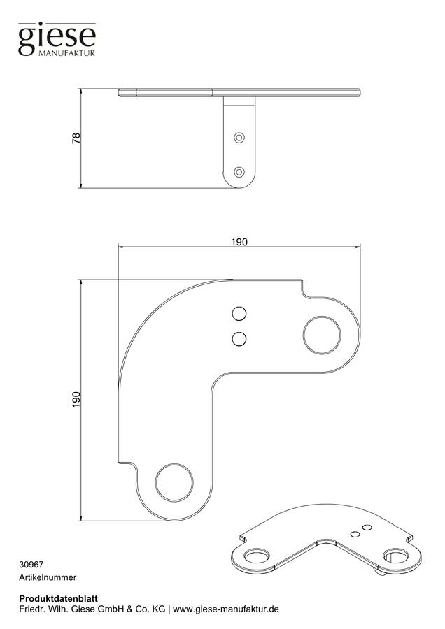 Artikelbild 2 des Artikels „Giese Slimboard Eckmodell 190 x 190 x 78 mm, mit Halter für Rasierer, Befestigung rechts “