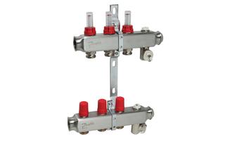 Danfoss Fußbodenheizungsverteiler SSM -3F, 3 Kreise, Edelstahl