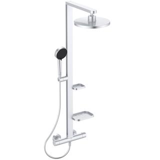 IS Duschsystem Alu+ Ceratherm m Brause-THM, 2 Ablg., KBR rund, silver