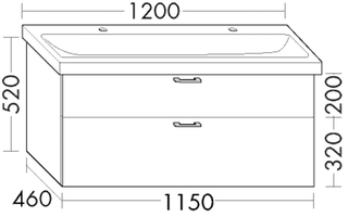 FORMAT Design WT-Unterschrank WXNT 1150x520x440mm, Tec D Zi, 1 Lade/1 Ausz.