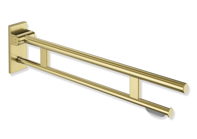 Artikelbild 1 des Artikels „HEWI Stützklappgriff System 900 PVD Duo m., m 2 Griff., Halt., 862mm, MS geb. 862 mm | PVD, messing gebürstet“