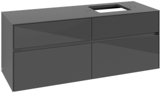 V&B Waschtischunterschrank Collaro 140x54,8x50cm, WT rechts, glossy grey