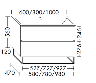 Burgbad Chiaro 2.0 WT-Unterschrank 56x98x47cm, 1 Lade/1 Ausz., dunkelgr. m