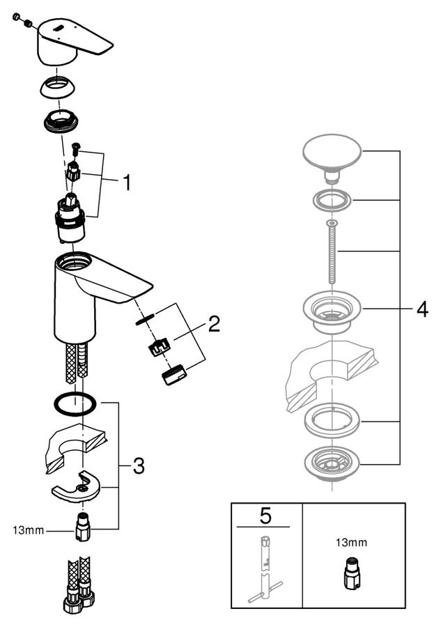 Artikelbild 4 des Artikels „GROHE Waschtisch-Einhebelmischer BauEdge 1/2