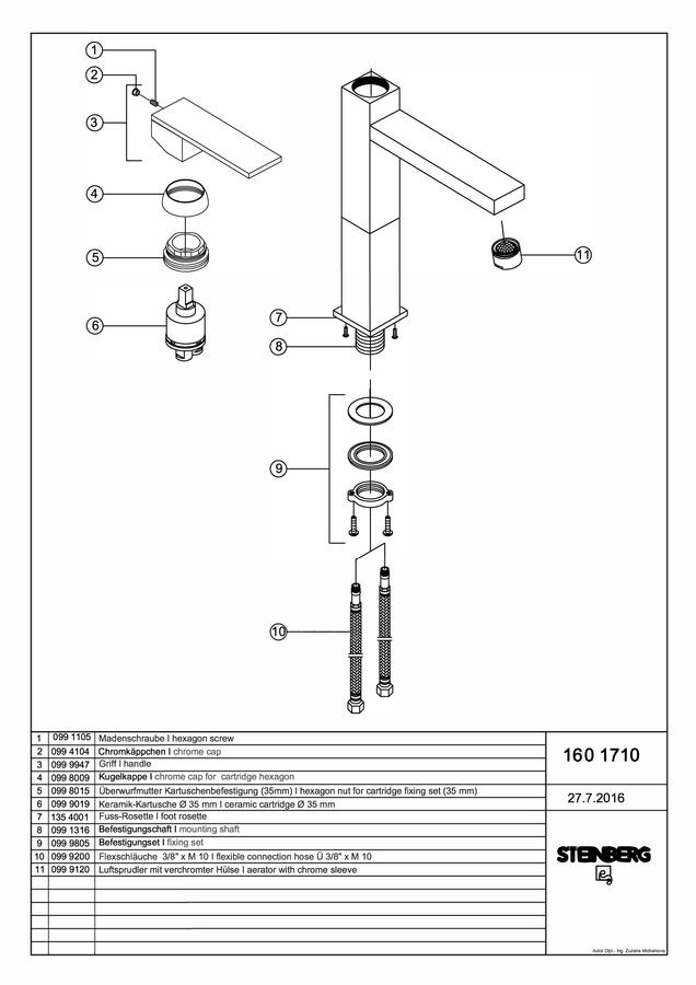 Artikelbild 3 des Artikels „Steinberg WT-Einhebelmischer Serie 160 A 175mm, chr, H 292mm, o. Abl-Garnitur Ausladung 175 mm | chrom“