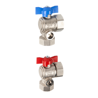 Watts Winkel-Kugelhahnset KHT-SET ECK 1" UMx1" IG, vernickelt