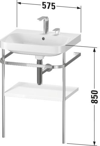 Artikelbild 3 des Artikels „Duravit MWT-Kombi Happy D.2 Plus 57,5x49cm, 2 HL, graph matt, m Konsole 57,5 x 49 cm, 2 Hahnlöcher | graphit supermatt“