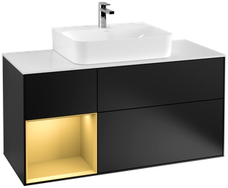 V&B WT-Unterschrank Wandbel. Finion 120cm, Pl wh. m, Reg li gol m, bla m Lac