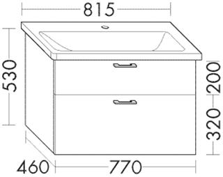 Burgbad Waschtischunterschrank Diago 77x60,1x46cm, h-rot ma, 1 Lade/1 Auszug