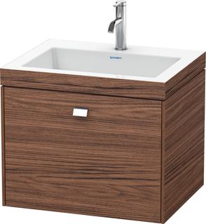 Duravit Waschtischunterschrankset Brioso 60x48cm, chr/Nussb dunkel, 1 Hahnloch