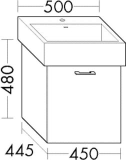 Burgbad Waschtischunterschrank Diago 45x48x44,5cm, 1 Ausz., li-grau Ultramatt