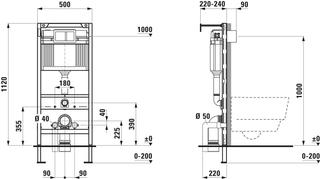 Laufen Wand-WC-Element CW12 LIS 112x50cm, freistehend