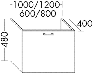 Burgbad Waschtischunterschrank sys30 60x48x40cm, Diago, 1 Auszug