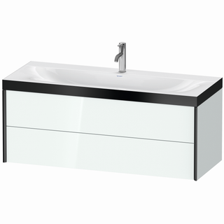 DU WTU XViu/Viu,2 SchKa, 503x1200x480mm 1 HL, schw. m/weiß hgl, Ra. B2 ES Nussb