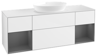 V&B WT-Unterschrank Wandbel. Finion 160cm, Pl w m, Rg A m Lac, glo wh. Lac