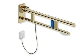 HEWI Stützklappgriff System 900 PVD Duo Halt. + E-Spülausl., li, 712mm, MS gl