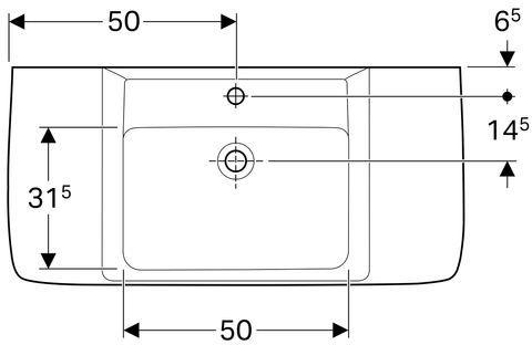 Artikelbild 4 des Artikels „Geberit Waschtisch Renova Plan 100x48, we, Ablagefl. beids., m HL, m ÜL 100 x 48 cm | weiß“