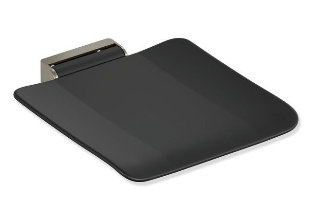 Artikelbild 1 des Artikels „HEWI Klappsitz System 900 450x450mm, Sitzfl. sw, Nickel gebürstet Sitzfläche schwarz | Nickel gebürstet“