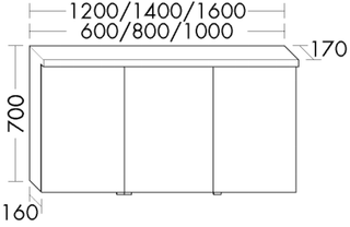 Burgbad LED-Spiegelschrank sys30 160x70x17cm, Ech, m horiz. LED-Leuchte