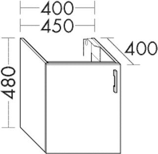 Burgbad Waschtischunterschrank Diago 40x48x40, links, Grau Hochglanz, 1 Tür