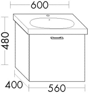 Burgbad Waschtischunterschrank Diago 56x48x40cm, Sand Matt, 1 Auszug