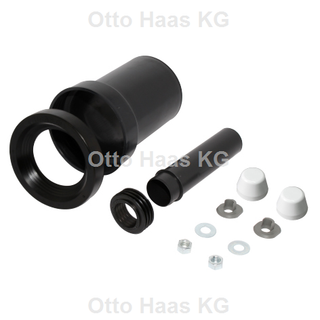HAAS PE-Wand-WC-Anschlussgarnitur DN 110/110, Kap. w, 180mm, verschw., sw