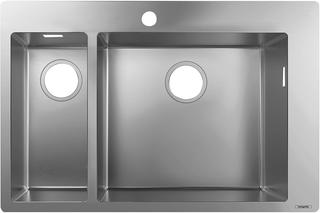 hansgrohe Einbauspüle S711-F655 180/450 735x480mm, 1 Haupt-/1 Zu.B, HL geb., ES