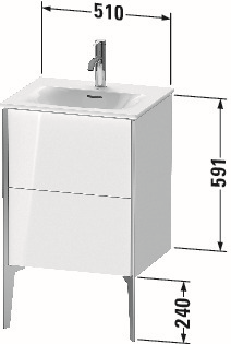Artikelbild 2 des Artikels „Duravit Waschtisch-Unterschrank XViu 51x42x59,1cm, 2 AZ, sw m, flan. Gr hgl flannel grey Hochglanz“