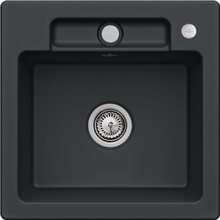 V&B bündige Spüle Siluet 50 S Flat m Abl.garn, Exzenter, pure black