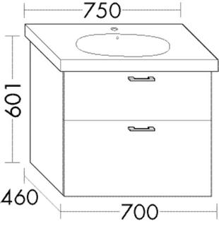 Burgbad Waschtischunterschrank Diago 70x60,1x46cm, li-grau ma, 1 Lade/1 Ausz.