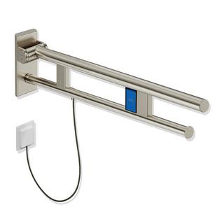 HEWI Stützklappgriff System 900 PVD Duo E-Spülausl., li, 762mm, Nickel gebürstet