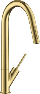 hansgrohe SPT-EHM 270 Axor Starck EcoSm. mit Ausziehbrause, brushed brass