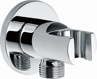 FORMAT Design 2.0 Wandanschlussbogen 1/2", rd Ro, m Halter, eig-s, MS, chr