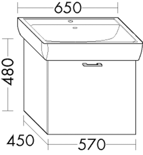 Burgbad Waschtischunterschrank sys30 57x48x45cm, Sana, 1 Auszug