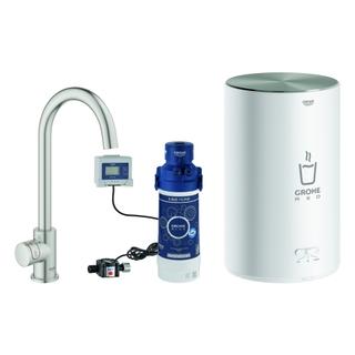 GROHE Spültisch-Standventil Red Mono C-Ausl, mit Boiler Größe M, supersteel