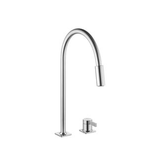 KWC Spültisch-2-Loch-Armatur ERA Ausladung 230mm, Edelstahl, Auszugbrause