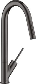 hansgrohe SPT-EHM 270 Axor Starck mit Ausziehbrause, brushed black chrome