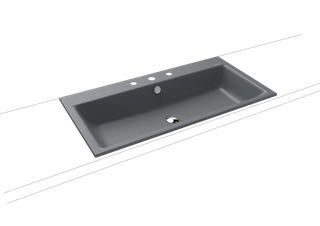 Kaldewei Einbau-Waschtisch PURO 3152 90x46cm, 3 Hahnl., we., P-E, cool grey70