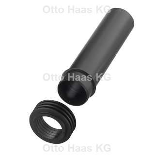 HAAS WC-Einlaufmanschette 180mm, mit Spülrohrverbinder, schwarz