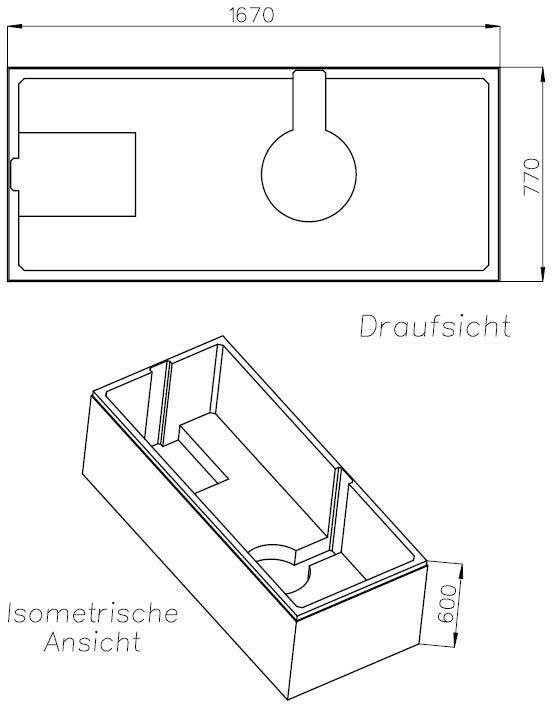 Artikelbild 2 des Artikels „Schedel Wannenträger GKI UNO 170x80cm, Überlauf links, Höhe 60cm 170 x 80 cm, Überlauf links“