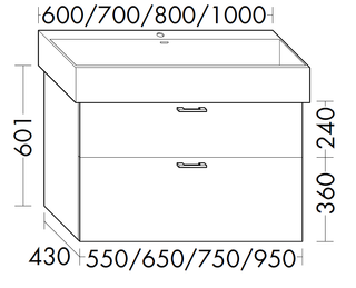 Burgbad Waschtischunterschrank sys30 65x60,1x43cm, Sana, 1 Schublade/1 Auszug