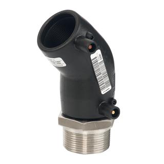 Plasson Übergangswinkel SmartFuse 40mmxR 1 1/2, PE 100, Edelstahl, 45Grad