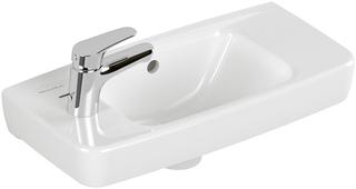 V&B Handwaschbecken Newo eck., mit Überlauf, 50x24cm, mitte, weiß