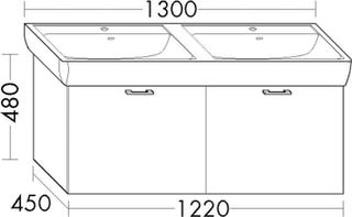 Burgbad Waschtischunterschrank Diago 122x48x45cm, 2 Auszüge, Weiß Matt